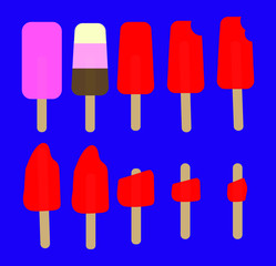 Summer ice lollies vector on a purple background