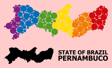 Rainbow Pattern Map of Pernambuco State for LGBT