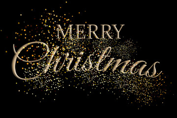 Text MERRY CHRISTMAS and glitter on black background