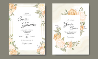 Fototapeta na wymiar Beautiful floral frame wedding invitation card template Premium Vector