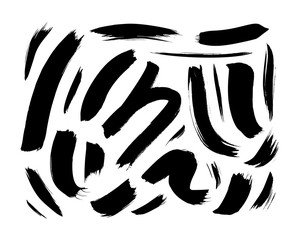 Black paint wavy brush strokes vector collection. Dirty curved lines and wavy brushstrokes.