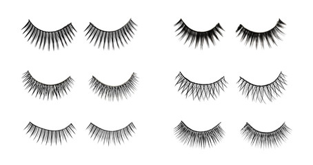 Set of false eyelashes on white background. Banner design