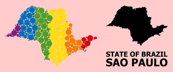 Rainbow Collage Map of Sao Paulo State for LGBT