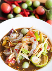 Papaya salad with shrimp. Thai food