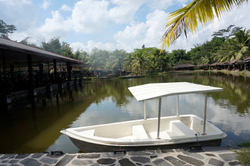 white boat on the lake