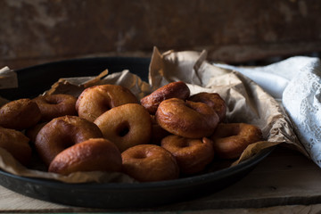 classic donuts on a rustic background 