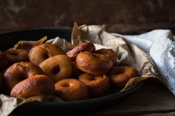 classic donuts on a rustic background 