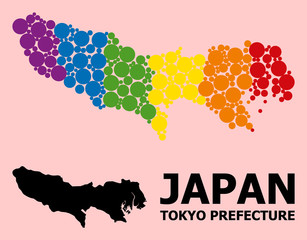 Rainbow Collage Map of Tokyo Prefecture for LGBT