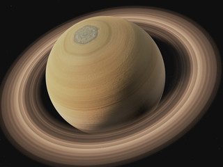 Fototapeta na wymiar Saturn Planet with ring in outer space. Science fiction 3D rendered illustration. Elements of this image furnished by NASA.