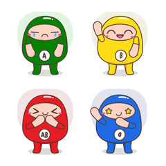 Cute Blood Group mascot vector design set