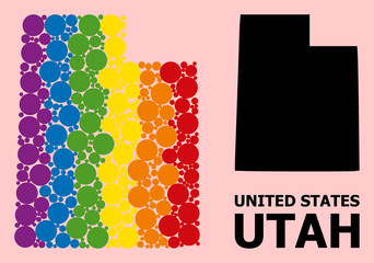 Rainbow Mosaic Map of Utah State for LGBT
