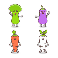 Cute Vegetable monster mascot vector design set