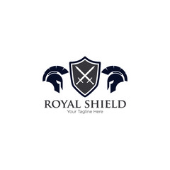Knight and Shield Logo. Guardian Helmet and Shield