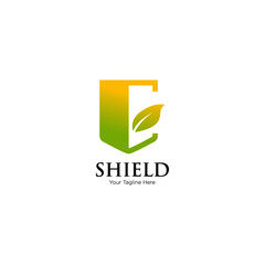 Leaf and shield nature logo design. 