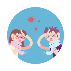 couple young with virus symptoms
