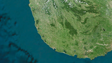Galle, Sri Lanka - outlined. Satellite