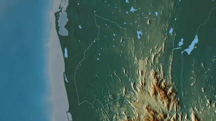 Kurunegala, Sri Lanka - outlined. Relief