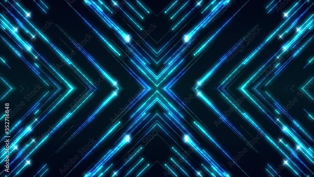 Aufkleber blue neon light abstract visual geometry motion graphic technology digital concept visual vj loop