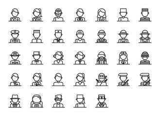 user professions avatar line icons collection set vector