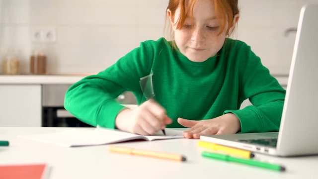 Nervous schoolgirl having problems with concentration and emotions expression