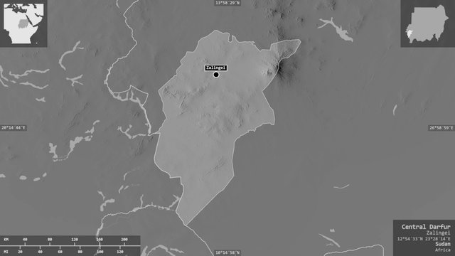 Central Darfur, Sudan - composition. Grayscale