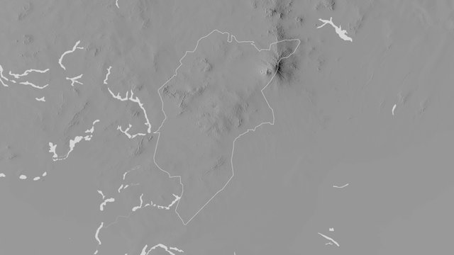 Central Darfur, Sudan - outlined. Grayscale