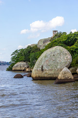 Fototapeta na wymiar Ilha das Pedras Brancas Island and Guaiba lake