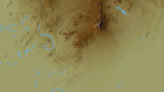 Central Darfur, Sudan - outlined. Relief
