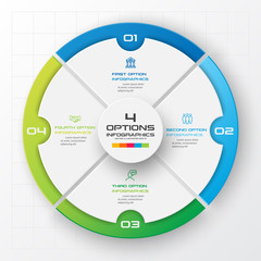 Circle chart infographic template with 4 options,Vector illustration.