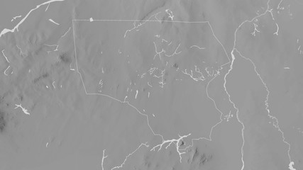 North Kurdufan, Sudan - outlined. Grayscale