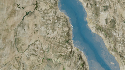 Red Sea, Sudan - outlined. Satellite