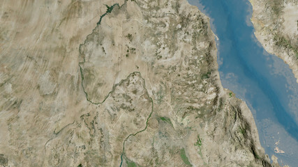 River Nile, Sudan - outlined. Satellite