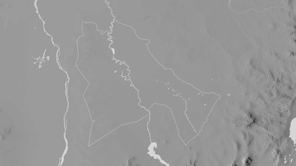 Sennar, Sudan - outlined. Grayscale