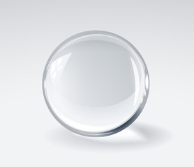Realistic 3d glass spherical ball on light background