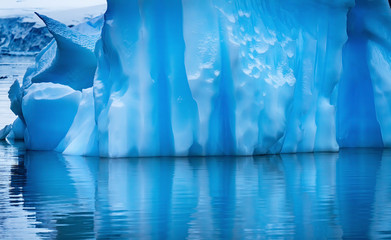 Floating Blue Iceberg Reflection Paradise Bay Skintorp Cove Antarctica