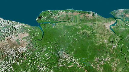 Saramacca, Suriname - outlined. Satellite