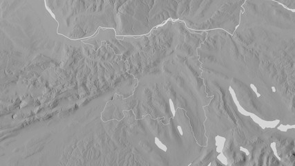 Aargau, Switzerland - outlined. Grayscale