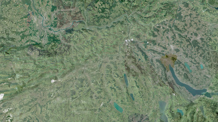 Aargau, Switzerland - outlined. Satellite