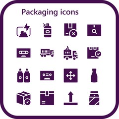 Modern Simple Set of packaging Vector filled Icons