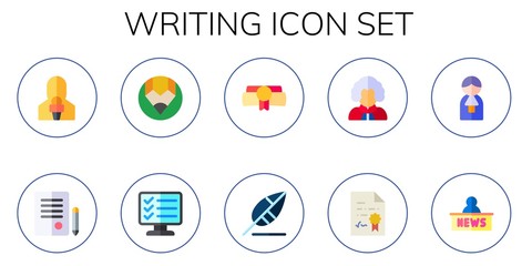 writing icon set