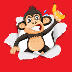 Background template design with wild monkey