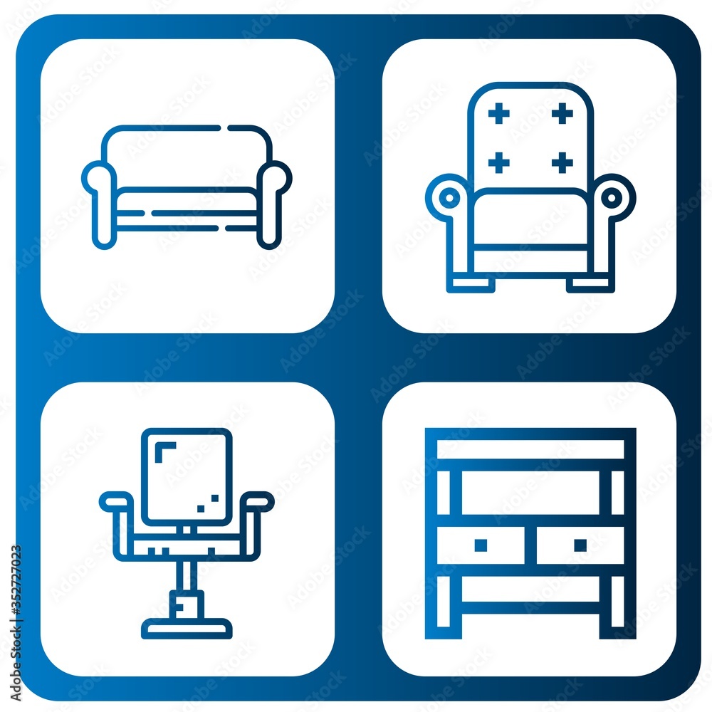 Sticker sofa icon set