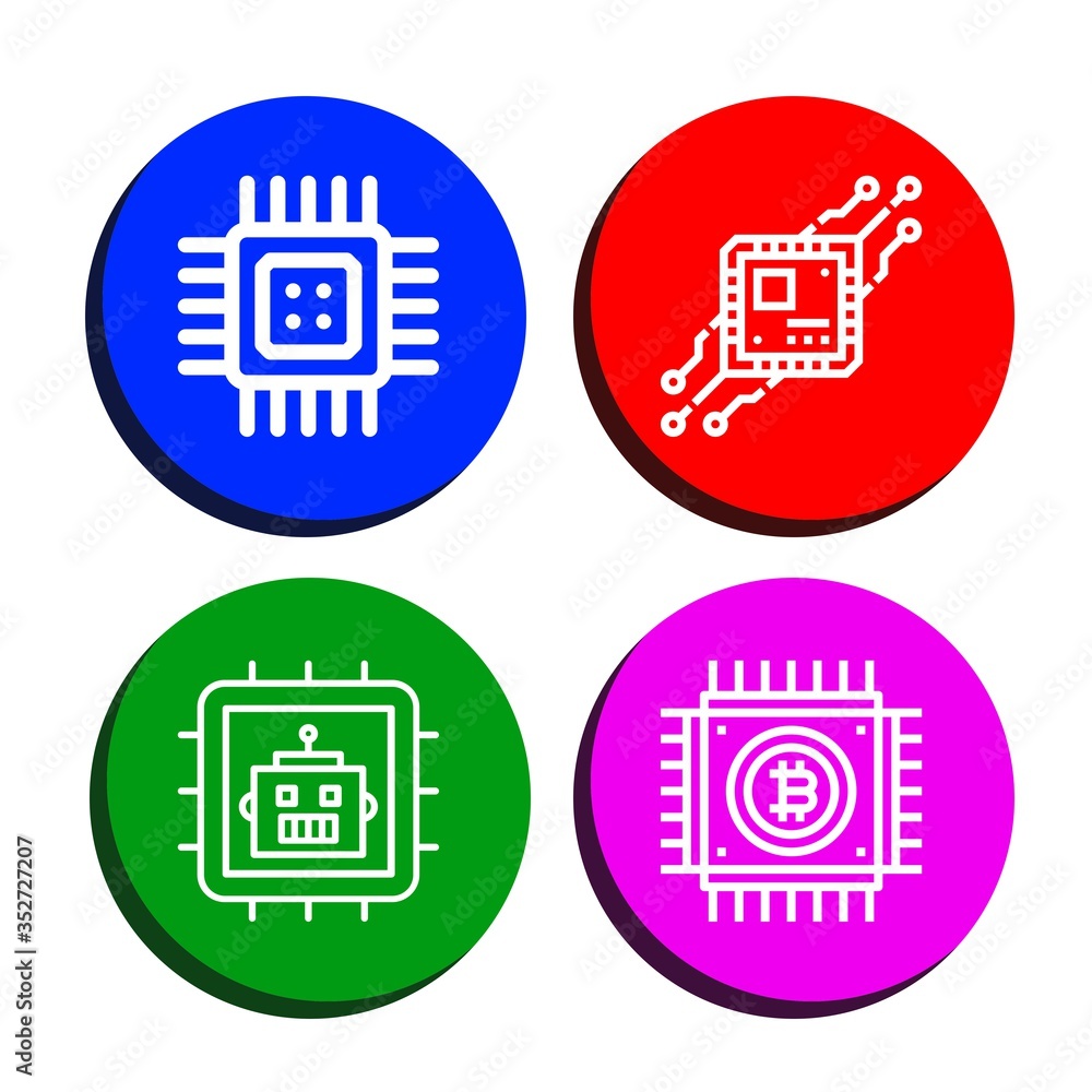 Poster cpu simple icons set