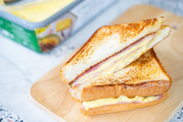 home made ham and cheese sandwich