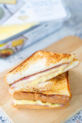 home made ham and cheese sandwich