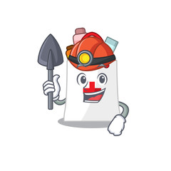 A cartoon picture drug shopping bag miner with tool and helmet