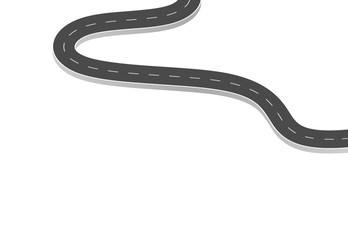 Roadway journey to the future. Asphalt street isolated on white background. Symbols Way to the goal of the end point. Path mean successful business planning Suitable for advertising and presentstation