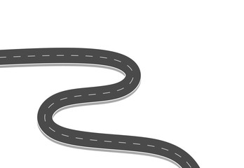 Roadway journey to the future. Asphalt street isolated on white background. Symbols Way to the goal of the end point. Path mean successful business planning Suitable for advertising and presentstation