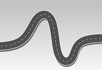 Roadway journey to the future. Asphalt street isolated on white background. Symbols Way to the goal of the end point. Path mean successful business planning Suitable for advertising and presentstation