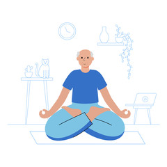 Fototapeta na wymiar Yoga flat vector illustration. Healthy lifestyle